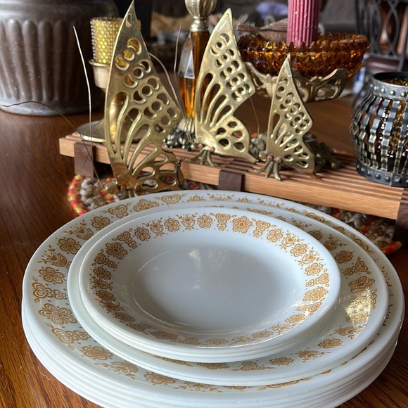 Corelle Dining Corelle Mcm Bundle Corning Ware Butterfly Gold